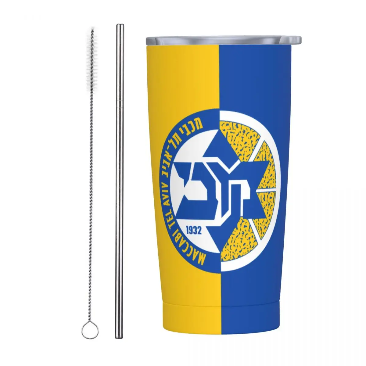 Maccabi Tel Aviv Basketball Insulated Tumbler, 20oz Tumbler with Lids and Straws Stainless Steel Vacuum Travel Mug Coffee Cup