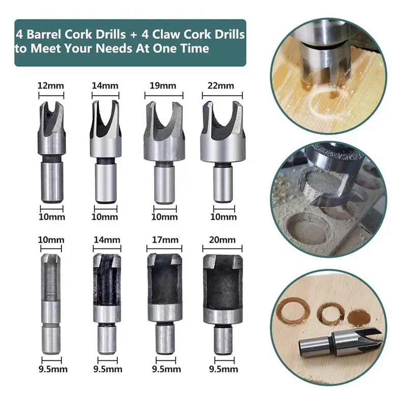 【HOT N07R】 23-Pack Woodworking Chamfer Drilling Tool Set Wood Plug Cutter Three-Pointed Countersink Drill Bit