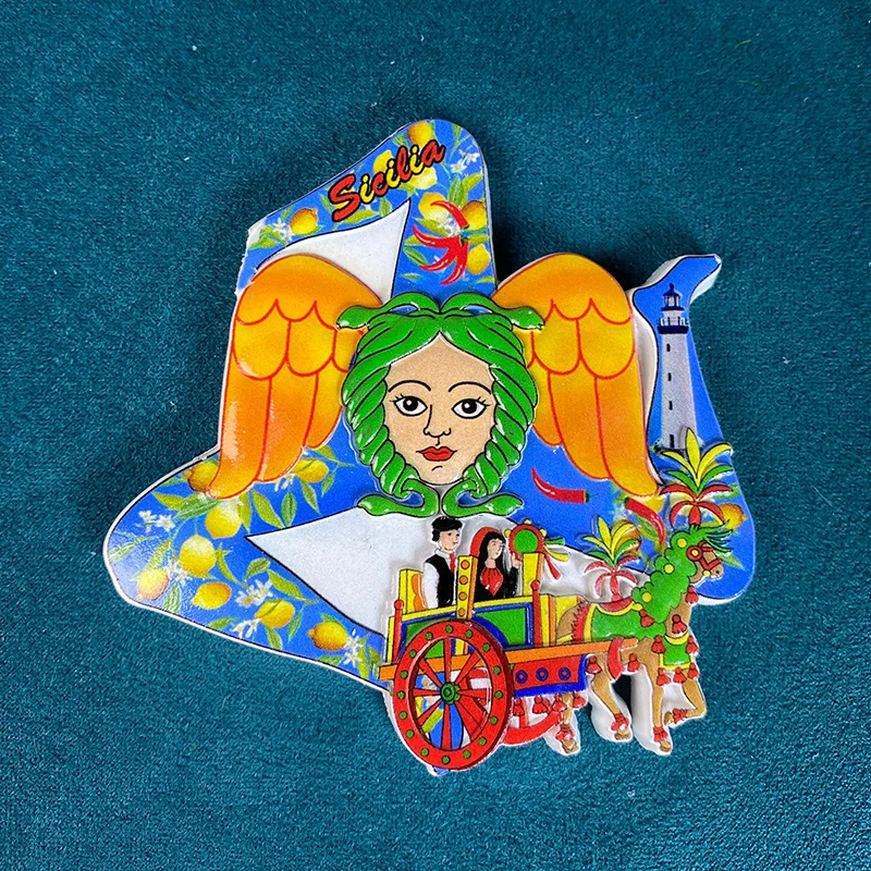 

3D Resin Sicily Fridge Magnet - Angel, Lighthouse, Traditional Figures ‌Decorative Refrigerator Magnet‌ for ‌Home Decor