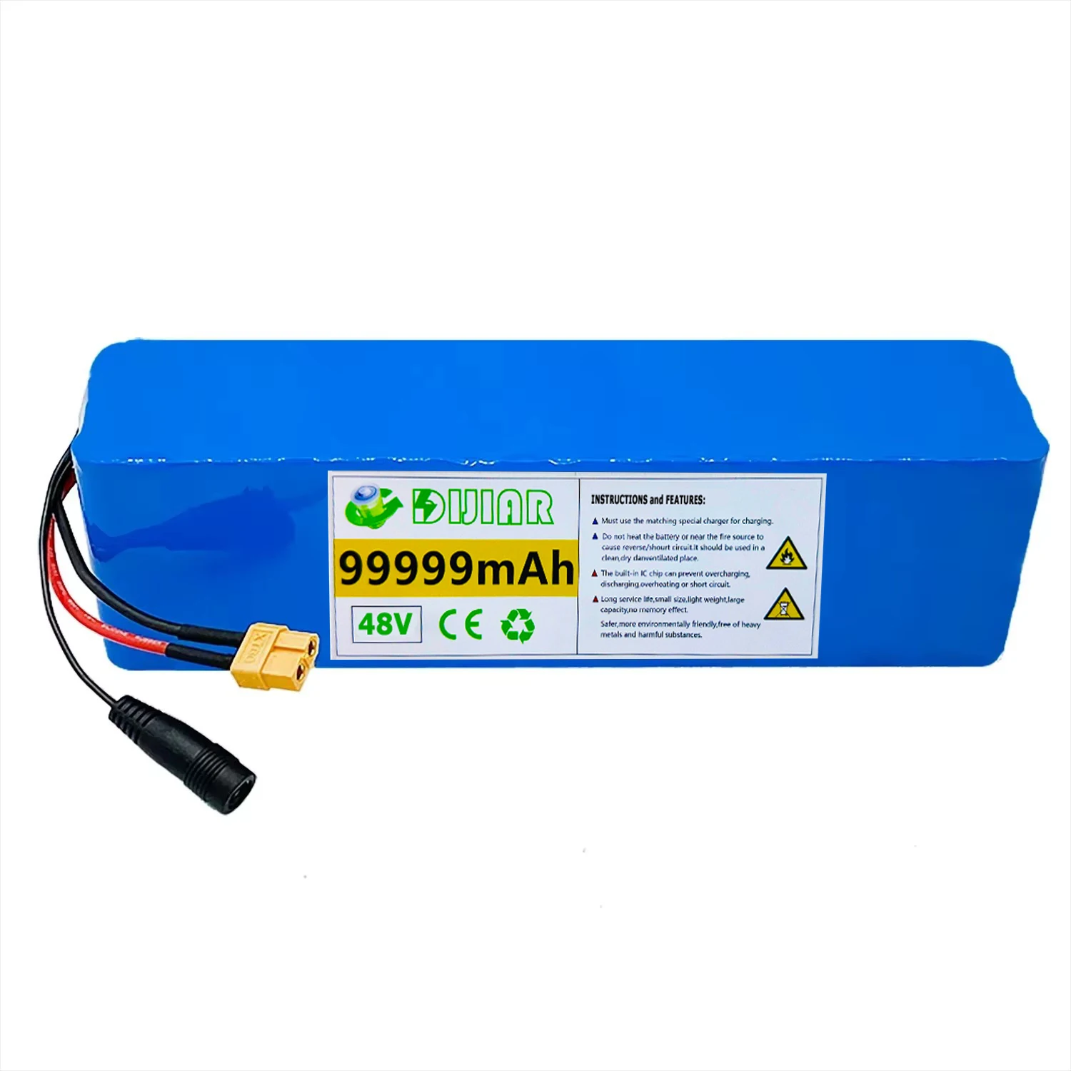 13S3P 48V Battery 99.99Ah Lithium-ion Battery Pack with 1000W BMS for 48V E-bike Electric Bicycle Scooter+54.6V Charger