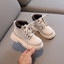 2022 Autumn Kids Pu Leather Boots Girls Ankle Boots Waterproof Children Sneakers Toddler Snow Boots Boy Casual Boots H387