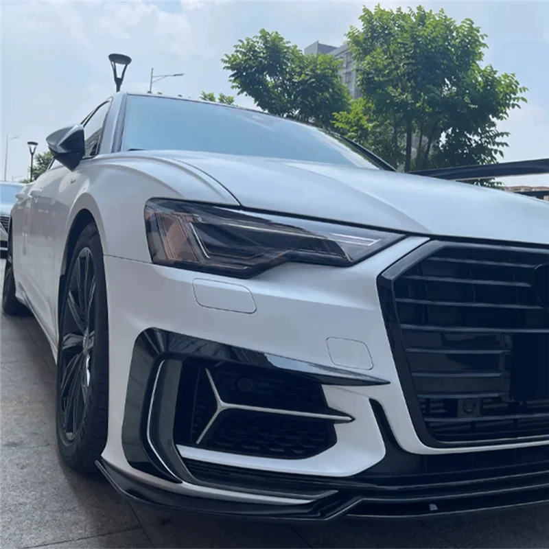 

Front Bumper Grille Cover For A6 C8 S-Line 2019-2023 Fog Light Bezel Grill Honeycomb Mesh Style 4K0807151A