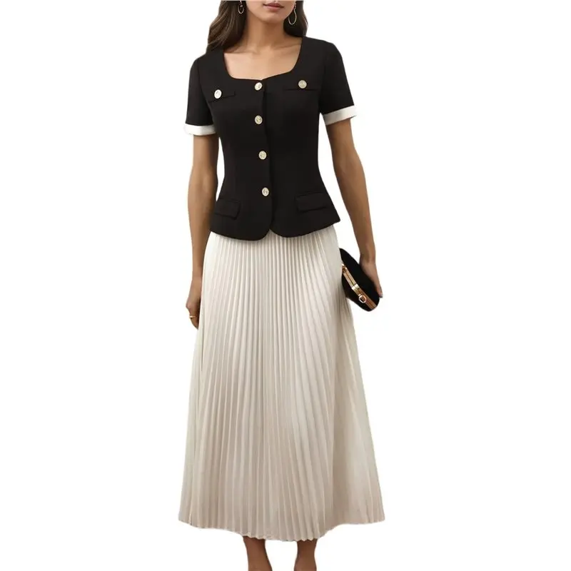 

CYL-Womens French Style Soft Tshirt And Skirt Set Casual Chic Two Piece Outfit Summer Lounge Wear