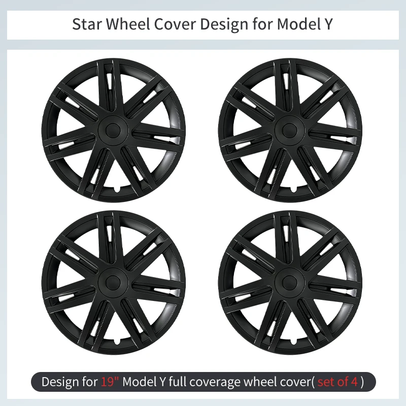 4PCS Radkappe für Tesla Modell Y 2020-2024 Fahrzeug Vollständige Abdeckung Stern Stil Rad Abdeckung 19 Zoll Radkappen automobil Zubehör