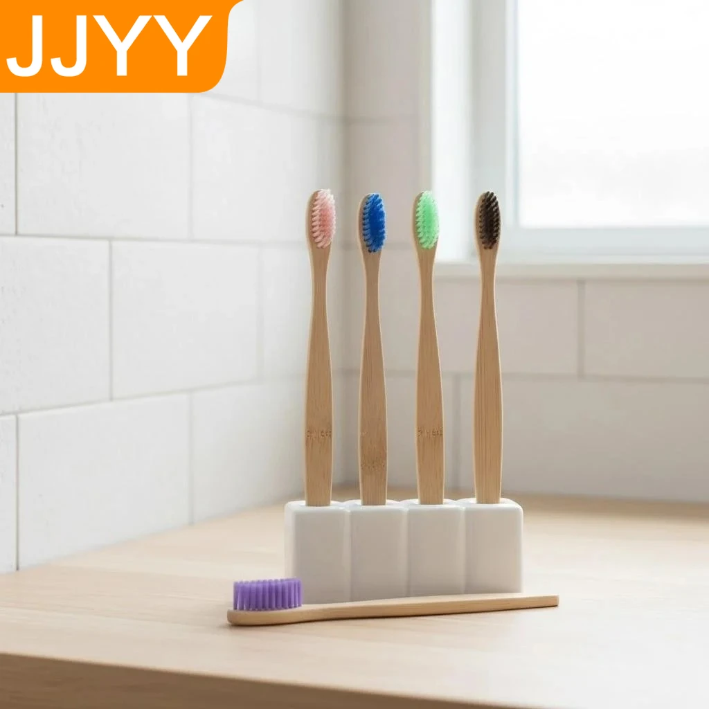 Bamboo Toothbrush for Adults Wooden Soft Bristles Antibacterial Oral Care Eco Friendly Natural Toothbrush Set with Travel Case