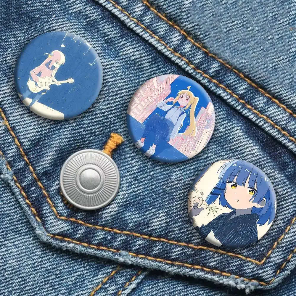Hot Anime B-Bocchi The Rock Manga Badge Round Art Brooch Clothes Backpack Accessories Lapelnd Laserh