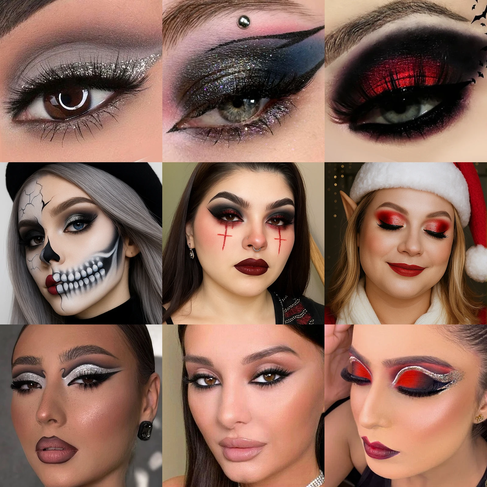 Palette di ombretti neri grigi Goth Makeup, tavolozza di ombretti Grunge Smokey Eye altamente pigmentata, argento glitter cromato sfumabile