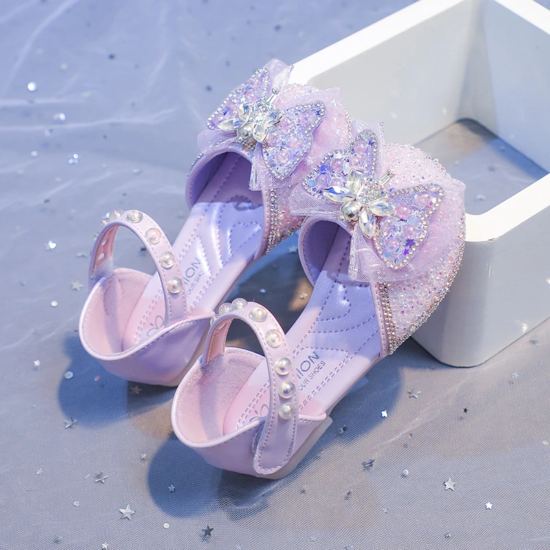 

Hot Selling Children's Water Diamond Elegant Lightweight Flat Sandals Summer Fashion Princess Soft Bow Comfortable Casual Shoes