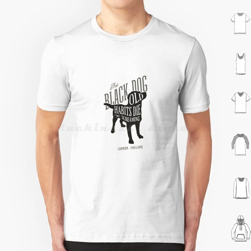 تي شيرت Old Die Screaming The Black Dog مقاس كبير 100% قطن كلب أسود جرو حيوان صراخ النباح