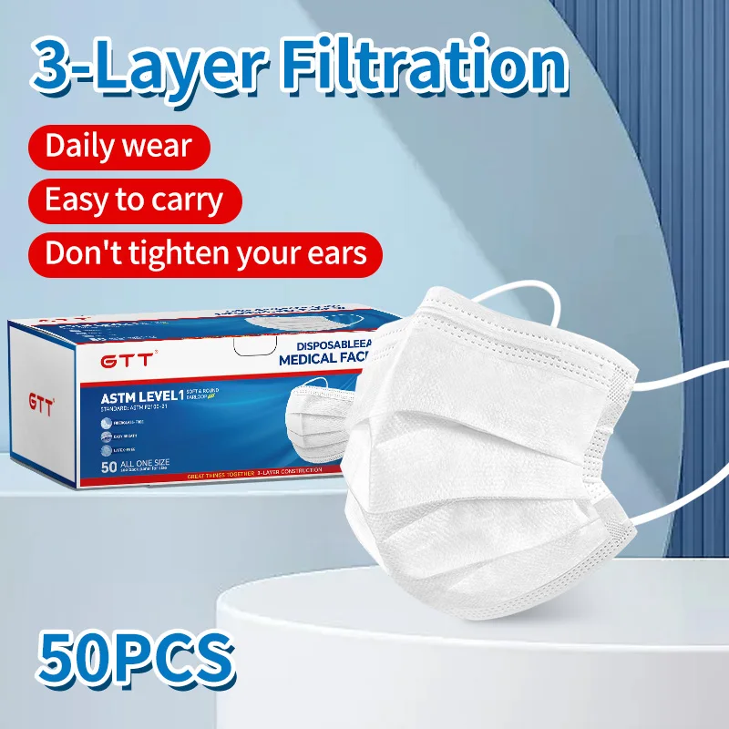 100/200pcs Disposable Protective Face Masks Pink Fashion Versatile Mask Light Breathable Anti-Stuffy Design 3 Ply Earloop Mask