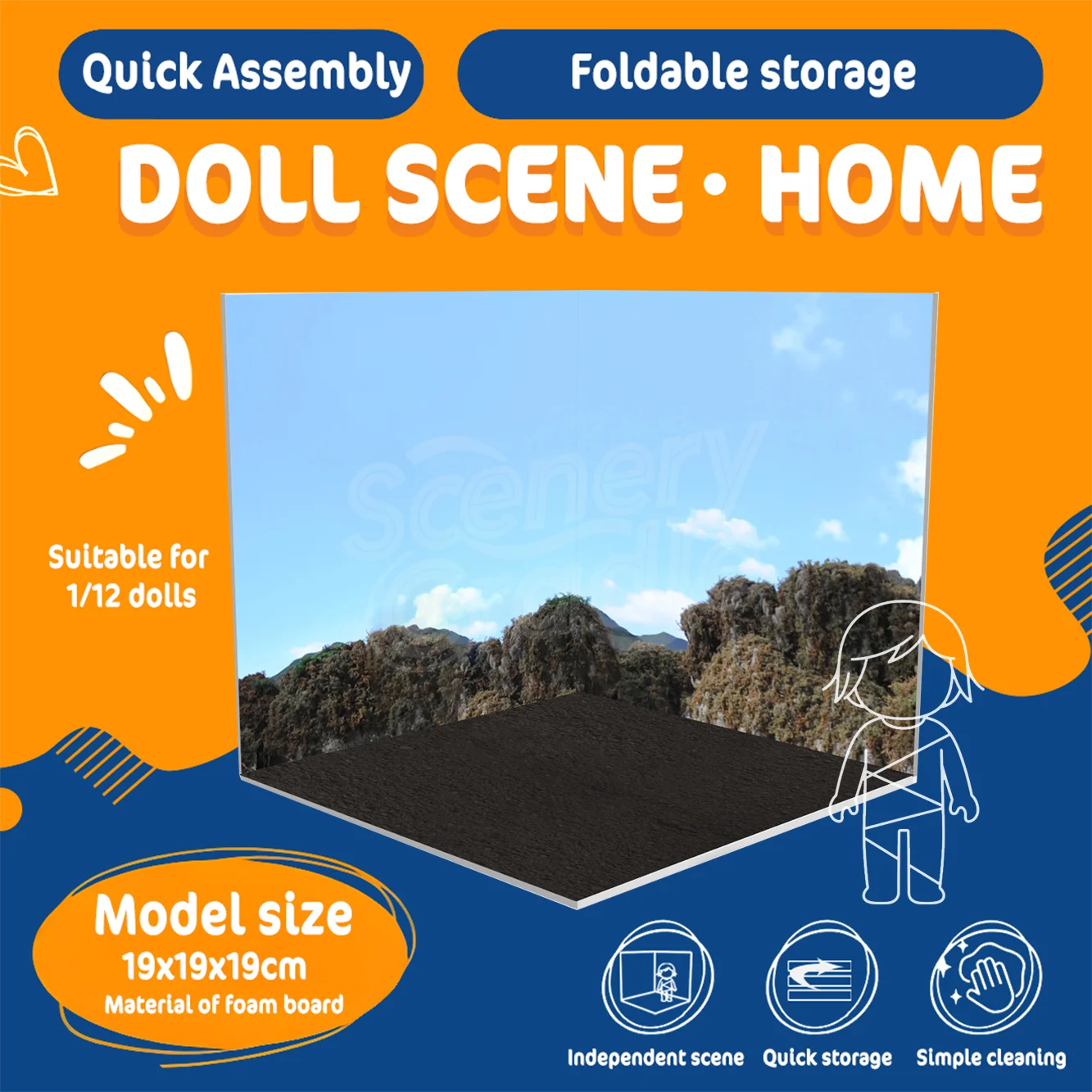 DIY 블라인드 박스 피규어 모델 인형 장난감 소품 장면 배경 디스플레이 보드 - 수집용 피규어용 PVC 코티지 테마