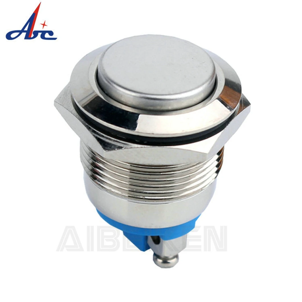 ABILKEEN Cheap Price 19MM High Round Head Metal Push Button Switch 1NO Momentary Push Button with 2 Pin Screw Terminal