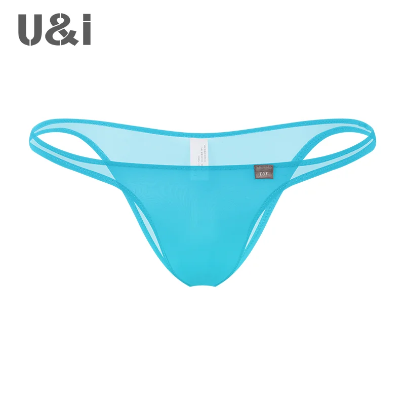 U&I sexy briefs men\'s thin section transparent nylon half pack hip low waist one-piece bikini ui underwear