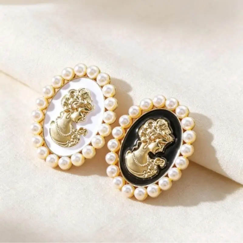 Vintage Cameo Brooch Faux Pearl Surround For Daily Wear Jewelry Gift For Women