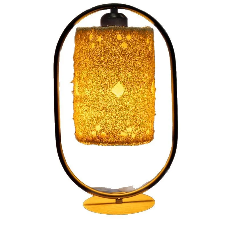 

New Chinese retro creativity, loofah desk lamp, DIY handmade night light, desk, living room bedroom decorative lamp