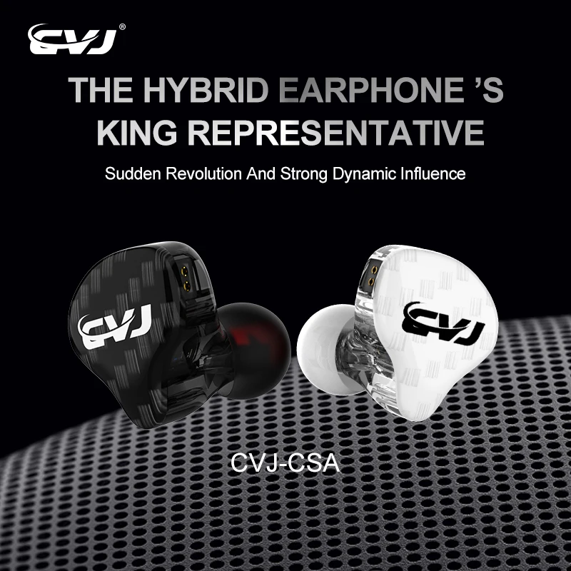 CVJ CSA 1DD+1BA Hybrid Driver Earphones In Ear Monitor HiFi Earphones 3.5mm Plug 0.75mm Detachable Cable For Music Game