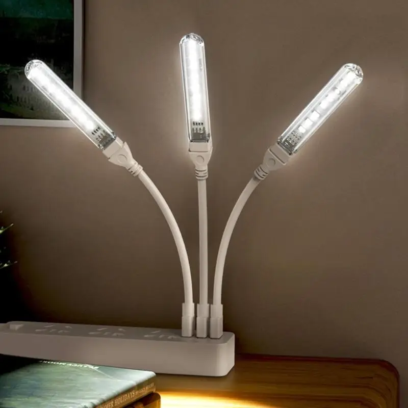 652F Lâmpada USB 8 LED cluster iluminante brilhante para acampamento Night Night Reading Power Adapters Múltiplo propósito