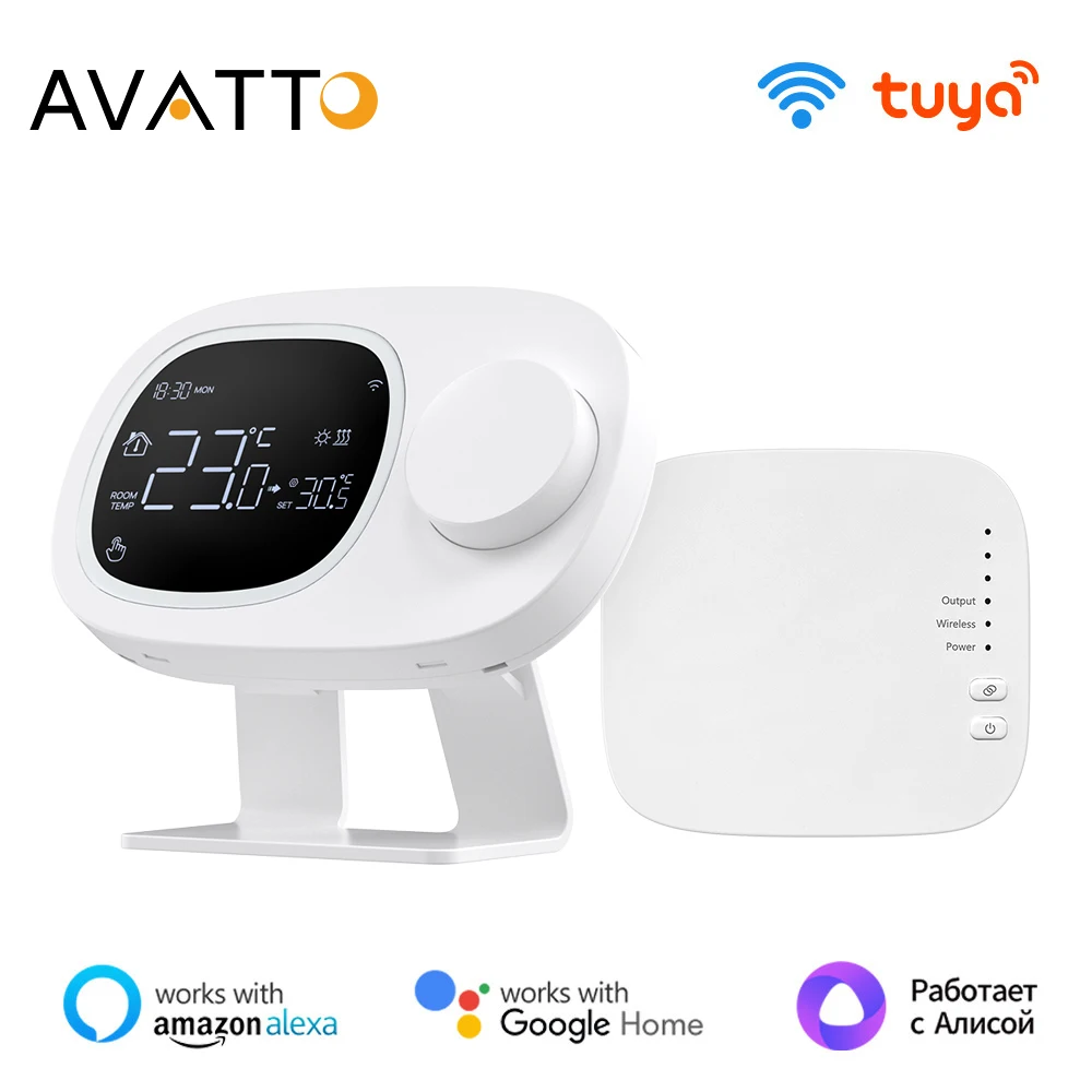 AVATTO WiFi Smart Thermostat，RF433 Water Gas Boiler and Actuator Programmable Temperature Controller Support Alexa,Google Home