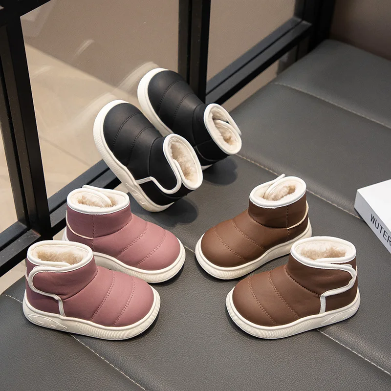Baby Autumn Winter Fleece Soft-Soled Casual Bread Shoes Boy Girl Cold-Resistant Warm Snow Boots Thick-Soled Kids Cotton Boots