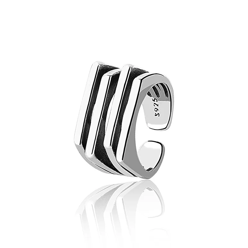 PANJBJ 925 Sterling Silber Multilayer Unregelmäßige Geometrische Ring für Frauen Einfache Charme Retro Schmuck Geschenk Dropshipping – Detail 12
