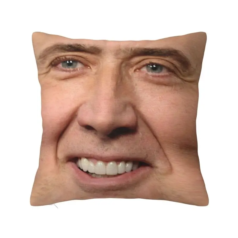 Luxury Nicolas Cage Cushion Cover 40x40cm Polyester Funny Meme Pillow for Car Square Pillowcase Home Decor