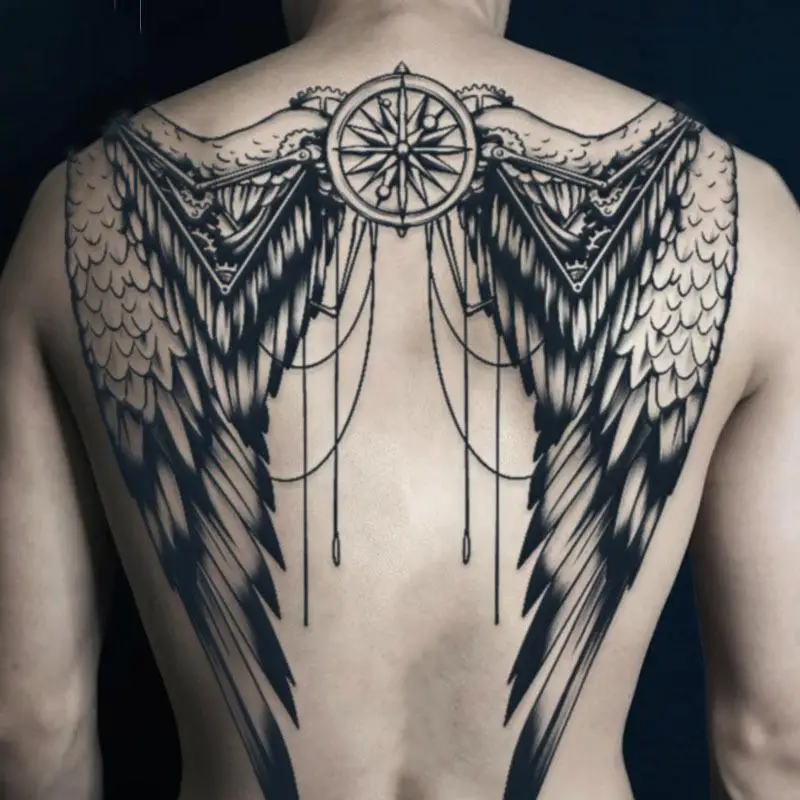 Adesivi per tatuaggi con retro completo, impermeabile di lunga durata 15 giorni, tatuaggio temporaneo per uomo, tatuaggio finto, tatuaggio semipermanente realistico