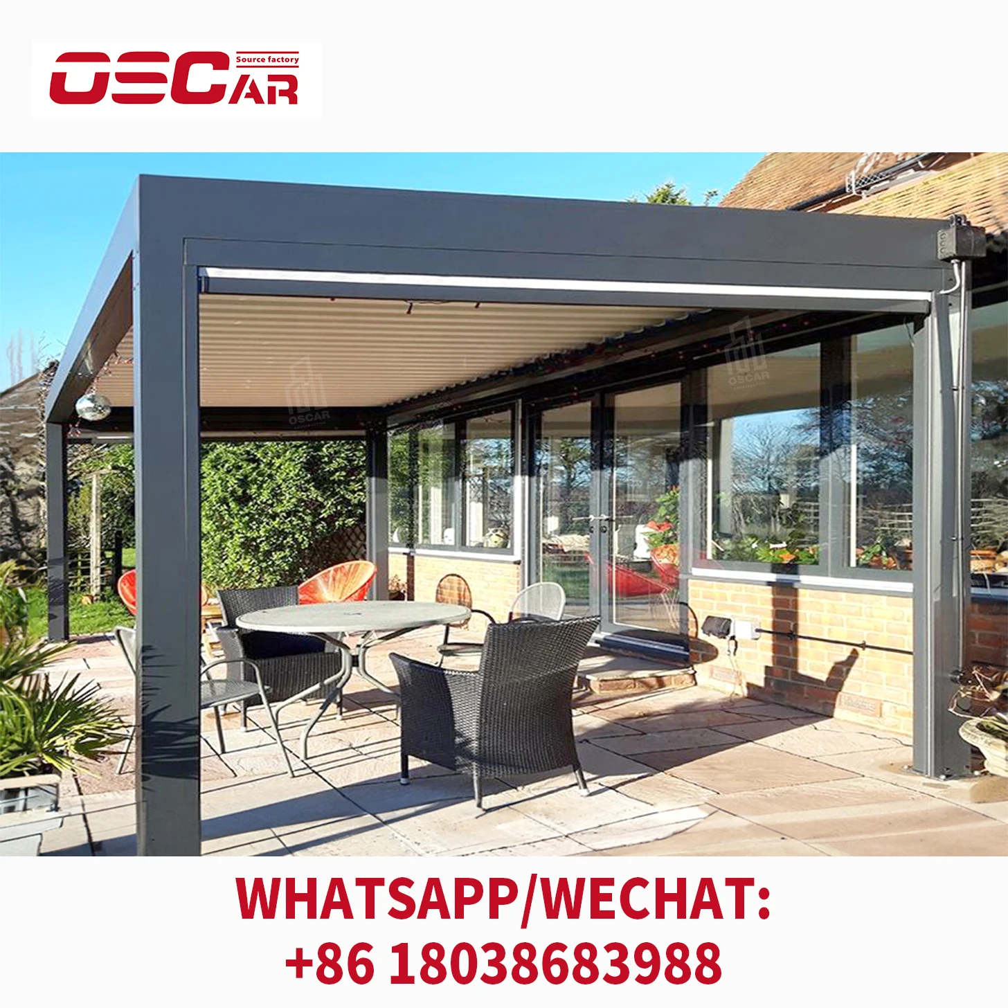 YST Outdoor Waterproof Electric Garden Pergola Automatic Foldable Telescopic Aluminum Canopy PVC Awning For Terraces & Parties