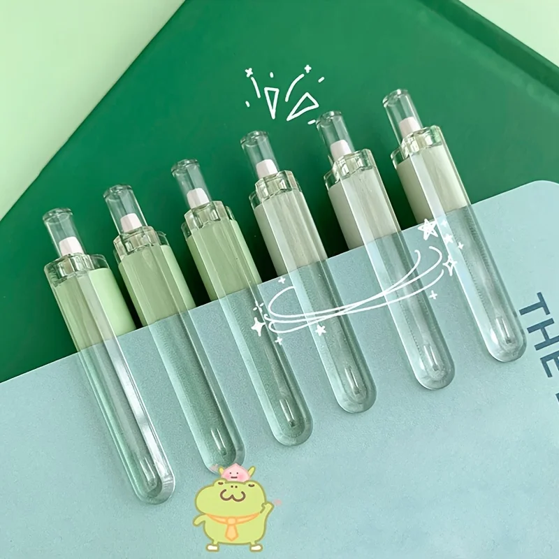 6-Pack Cute Matcha Frog Gel Pens: Smooth Writing, Medium Point, Retractable - Perfect for Students & Office