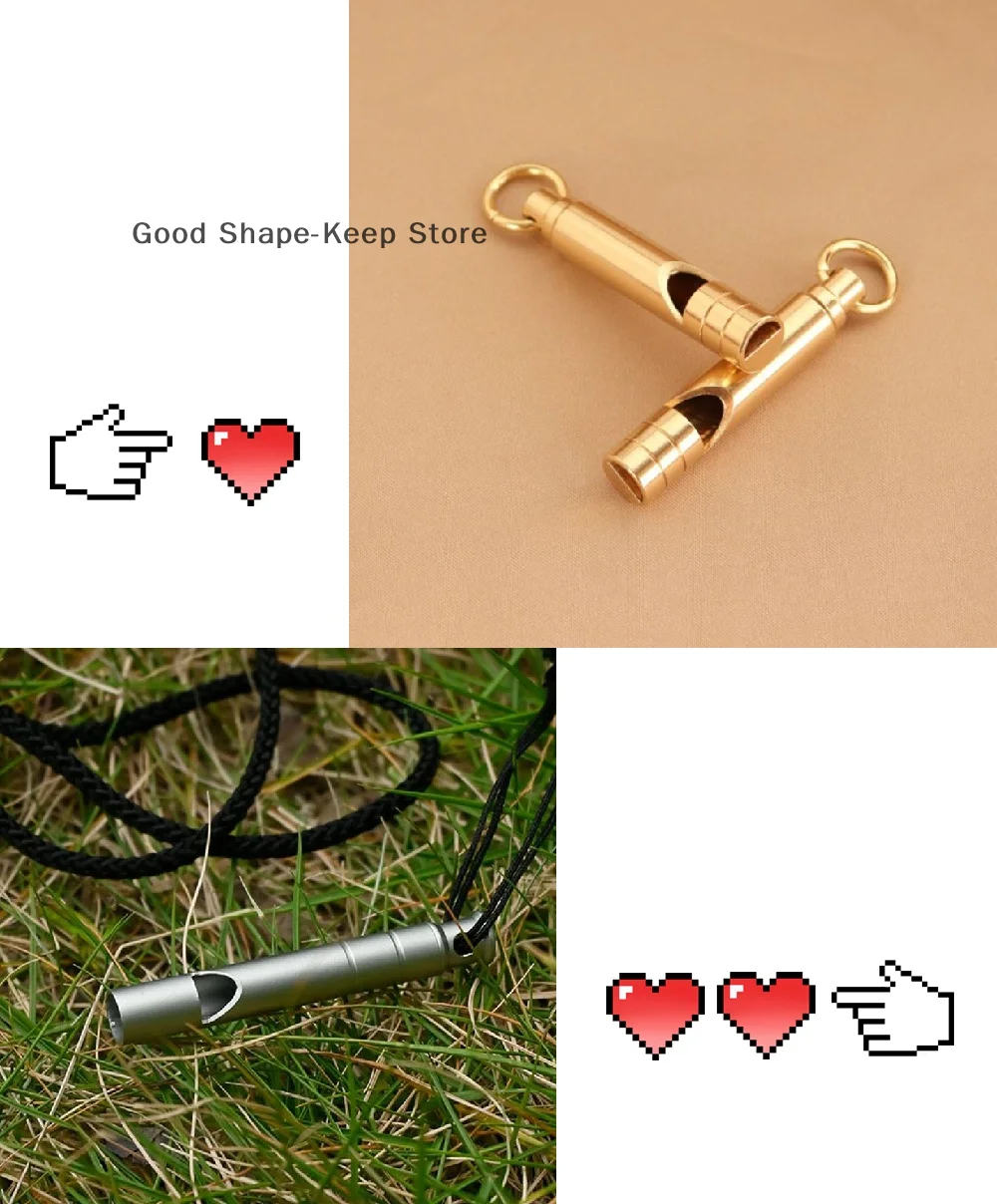 1PC Titanium Alloy Emergency Whistle With Cord Outdoor Survival Safety Whistle Camping Hiking Trip Exploring Whistle