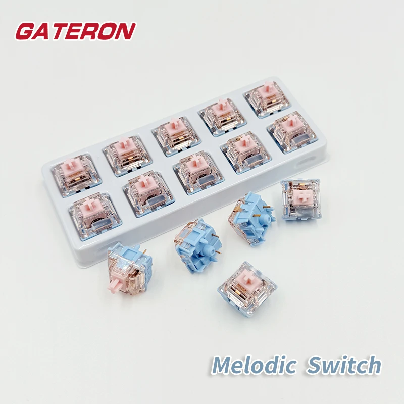 

Gateron Melodic Switch 60g Clicky 5-Pin MX Switch for Mechanical Keyboard Pre-lubed Nylon SMD Long Spring Dual Rail Click DIY
