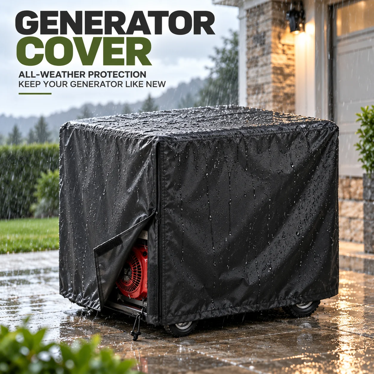 Outdoor Generator Cover 210D 420D Silver Coated Oxford Waterproof UV Resistant Durable Protector Cover for Most Generators