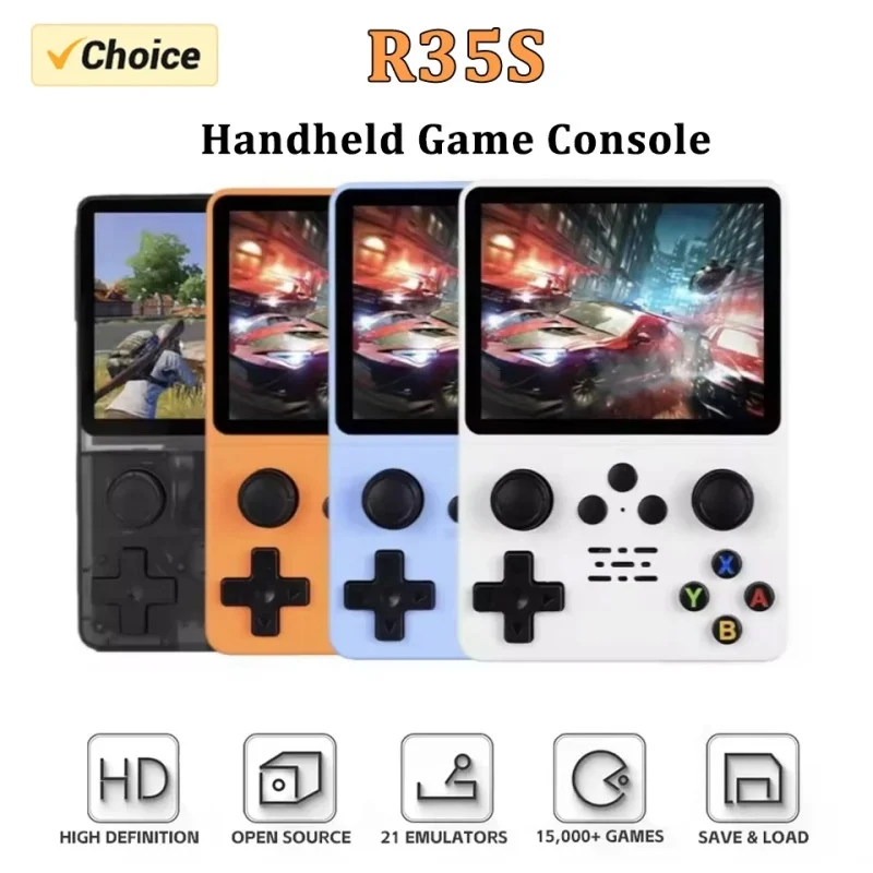 

R35S Portable Handheld Game Console 3.5 Inch IPS Screen Retro Linux HD Video Player with 3500mAh Battery Mini Gaming Device