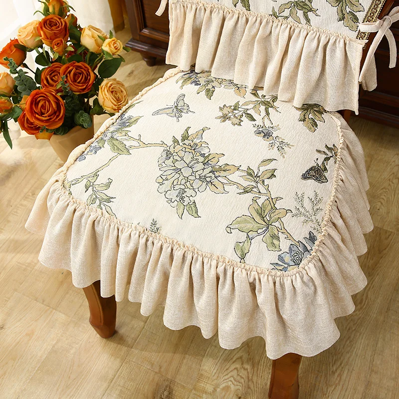 Luxury Chenille Jacquard Fabric Sitting Cushion Chair Cover American Romance Home Decoration and Accessory Four Season Universal