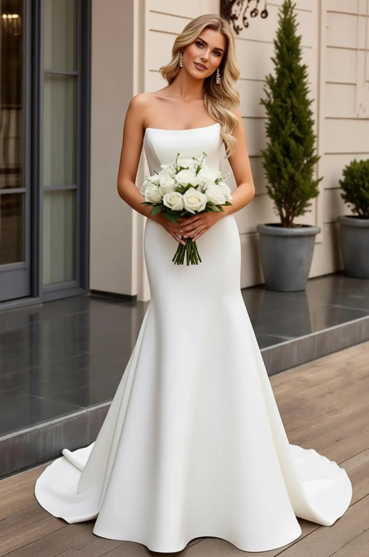 Customized Strapless Mermaid Wedding Dress For Woman Bride  2026 New Style Satin Fitted Train Elegant Bridal Gown Bridal Gown