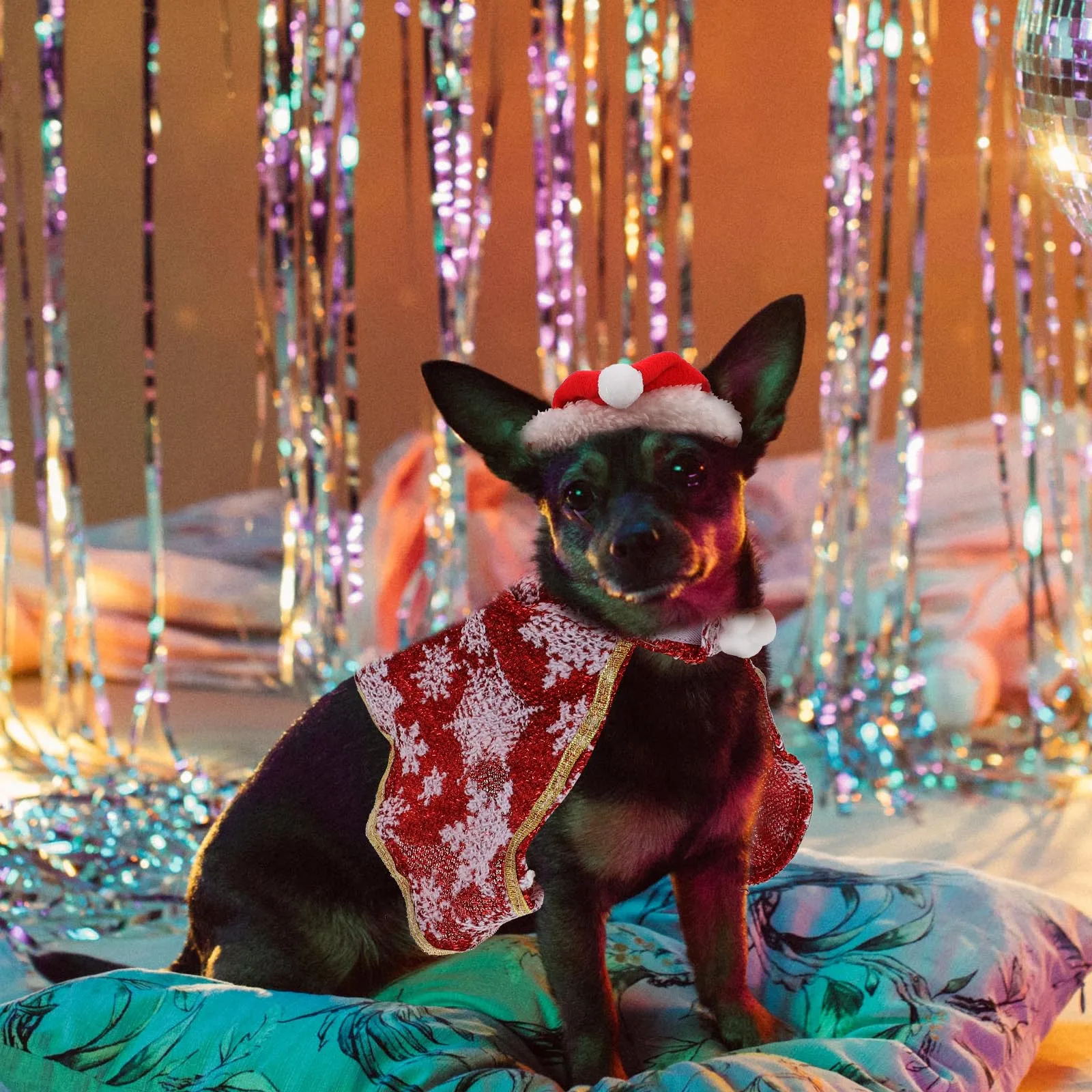 

Funny Pet Costume Dog Clothing Cat Cloak Christmas Hat Cape Set Party Supplies Long Sleeve Winter Coat Puppy Clothes