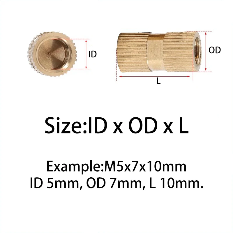M3-M8 Brass Blind hole Injection Molding Knurled Nuts Thread Insert Nut Hot Melt Embedded Injection Moulding Nuts of 3D Printer