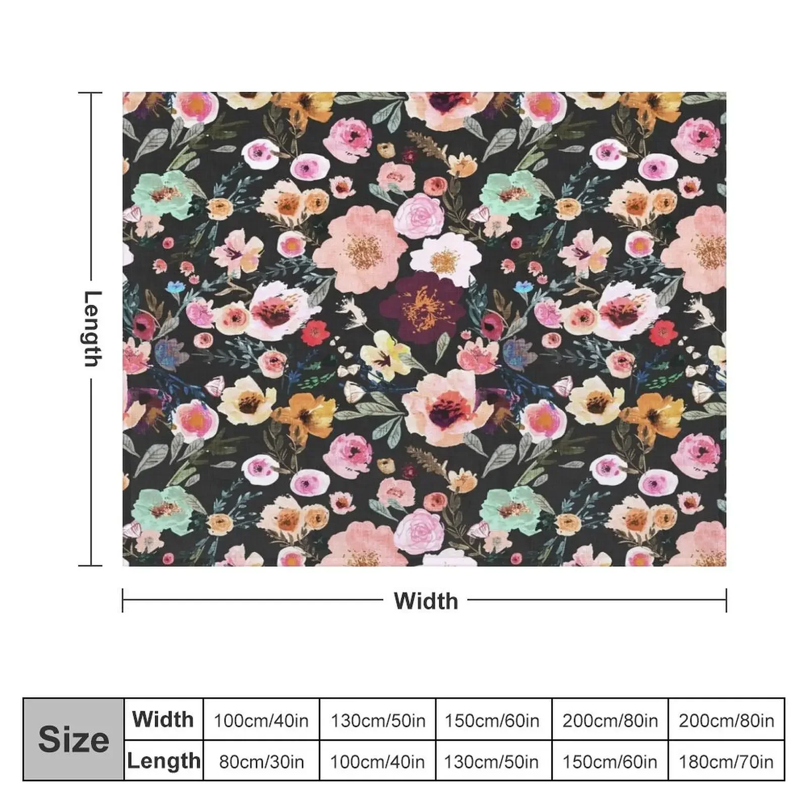 Burst into Bloom (midnight) Throw Blanket Cute Decorative Beds Single Thermal Blankets