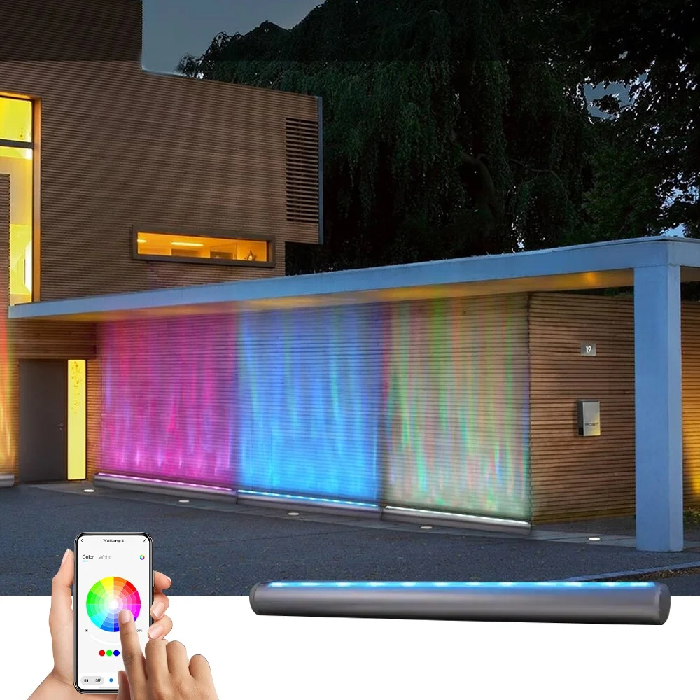 

RGBCW Outdoor Indoor Water Ripple Wall Washing Light APP Control Projection Light Strip IP65 Waterproof Landscape Lighting