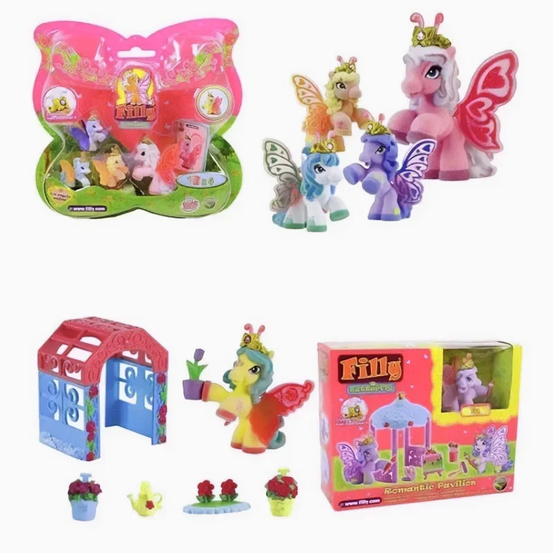 Fillybutterflys Unicorness Rainbowse Poniess Flocking Style Victoriaes Valentinaes Action Figures Model Toy Gifts for Children