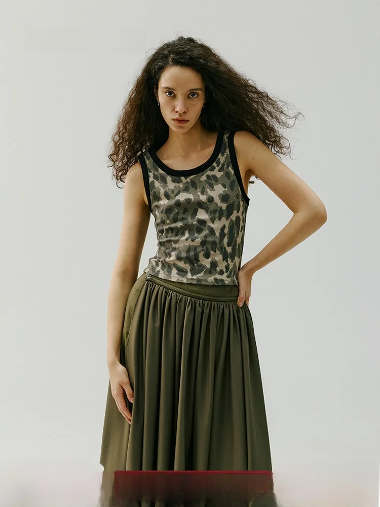 

Женский хлопковый жилет FAE с леопардовым принтом, облегающий, в стиле американской модницы, летний, оригинальный дизайн