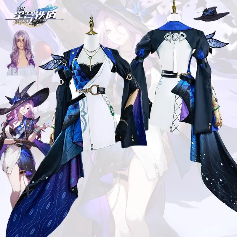 Honkai Star Rail disfraz de Cosplay de Jade para mujer adulta, peluca de vestido con sombrero, utilería de Anime, trajes de fiesta de Carnaval de Halloween, juego de rol