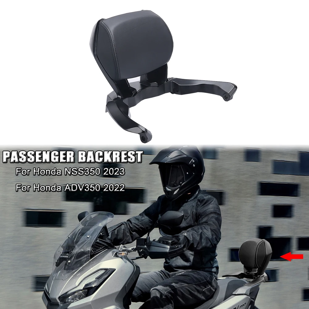 Motorcycle Black Rear Passenger Seat Tailstock Backrest Back Rest Cushion Pad For Honda NSS350 NSS 350 2023 ADV350 ADV 350 2022