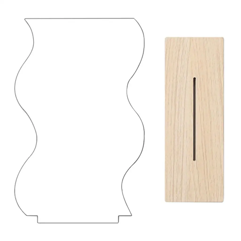 Irregular Acrylic Makeup Mirror Decorative Mirror with Wooden Base, Insert of Mirror Into Slot of Base