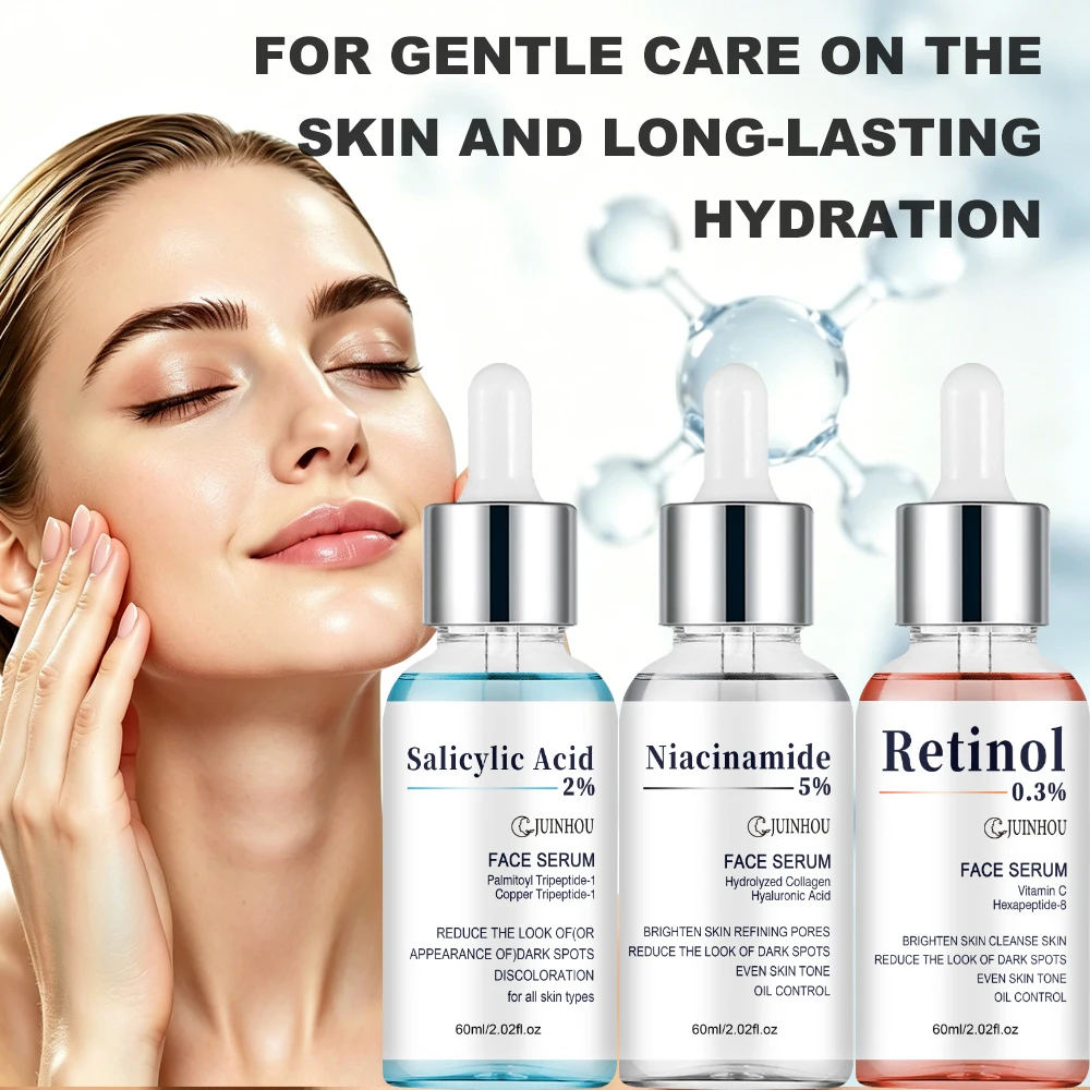 JUINHOU 3-teiliges Hautpflege-Serum Salicylsäure Niacinamid Retinol Aufhellend Porenverfeinernd Ölkontrolle Feuchtigkeitsspendend für Tägliche Hautpflege – Detail 3