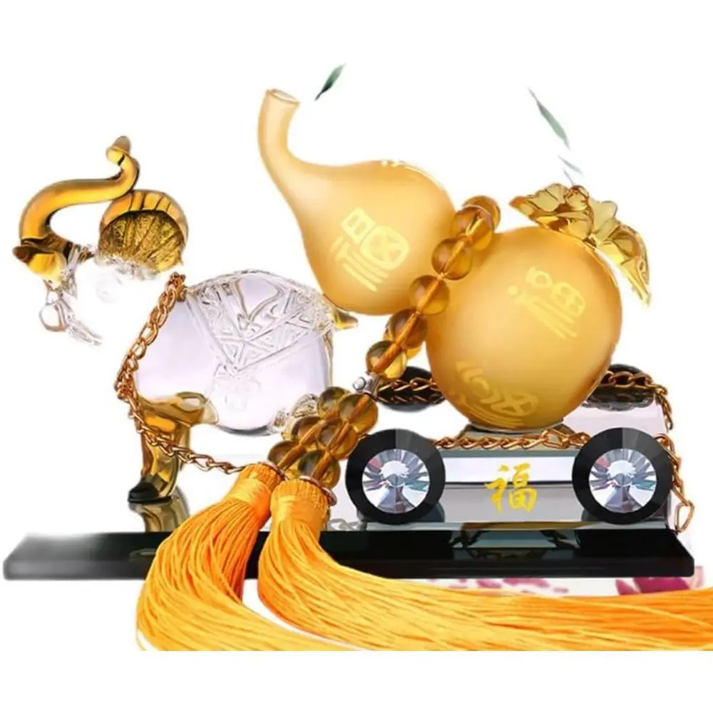 

Elephant and Gourd Car Ornament - Lucky Car Interior Decoration with Elephant Figurine