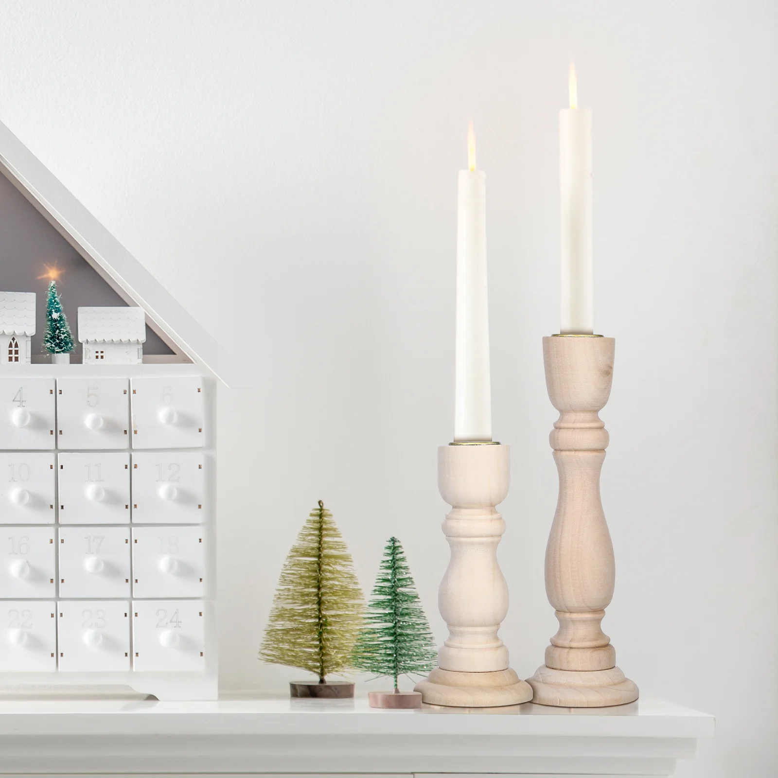 

4pcs Wooden Holders Pillar Tall Dinner Table Decorative Candlestick Rustic Farmhouse Wedding Party Home Decor