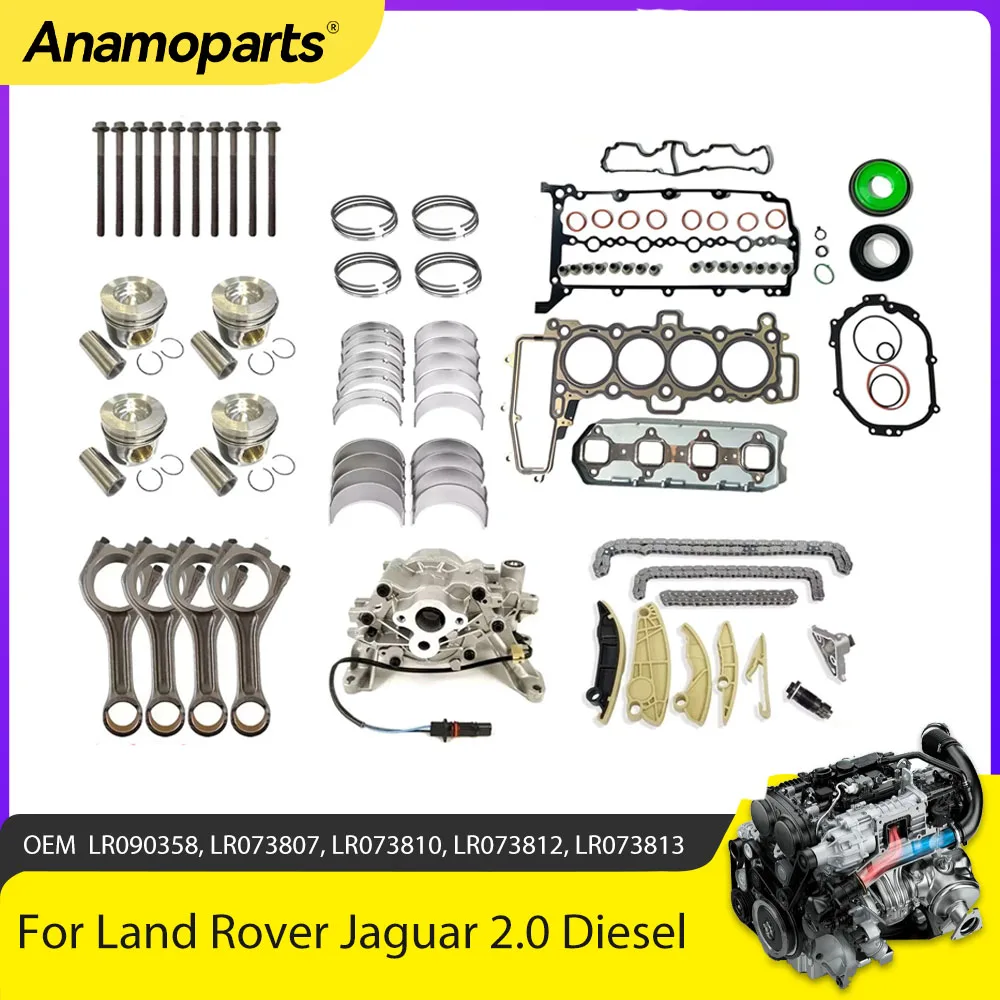 

Полный комплект прокладок двигателя, комплект цепи ГРМ и масляного насоса для дизельных двигателей 2.0 л, подходит для Jaguar XF, Land Rover Range, 204DTA, 204DTD, AJ200, 2.0L, 2014-2023 гг.