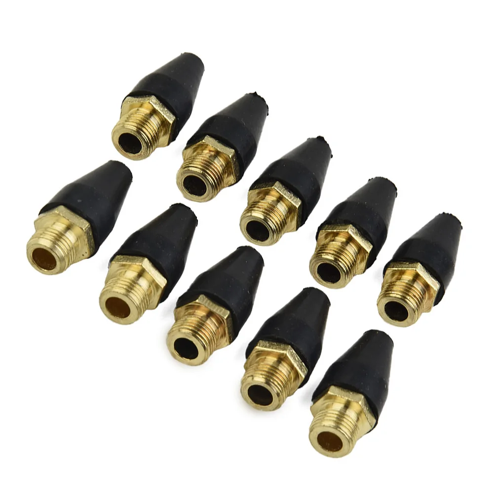 Quantity of 10 Rubber Brass Safety Tip Nozzles for Air Blow Tools with 1/8 Inch NPT Male Connector Compatible with Capri Tools