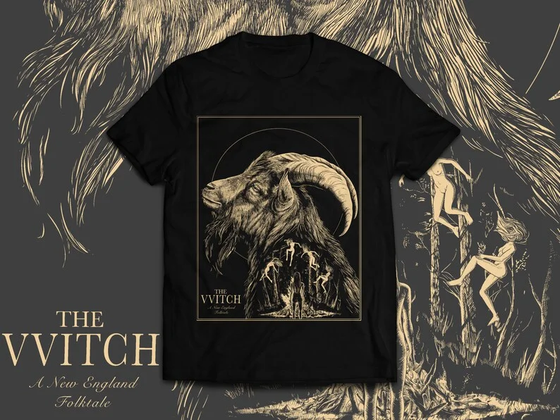 Camiseta negra inspirada en Witch VVitch Phillip, camiseta artística Retro de los años 90 con tatuaje Y2K diseñada para hombres y mujeres con personalidad gótica