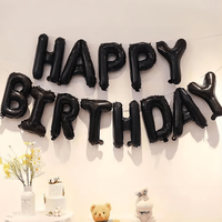 13PCS/PACK Black Happy Birthday Aluminum Film Balloon Banner